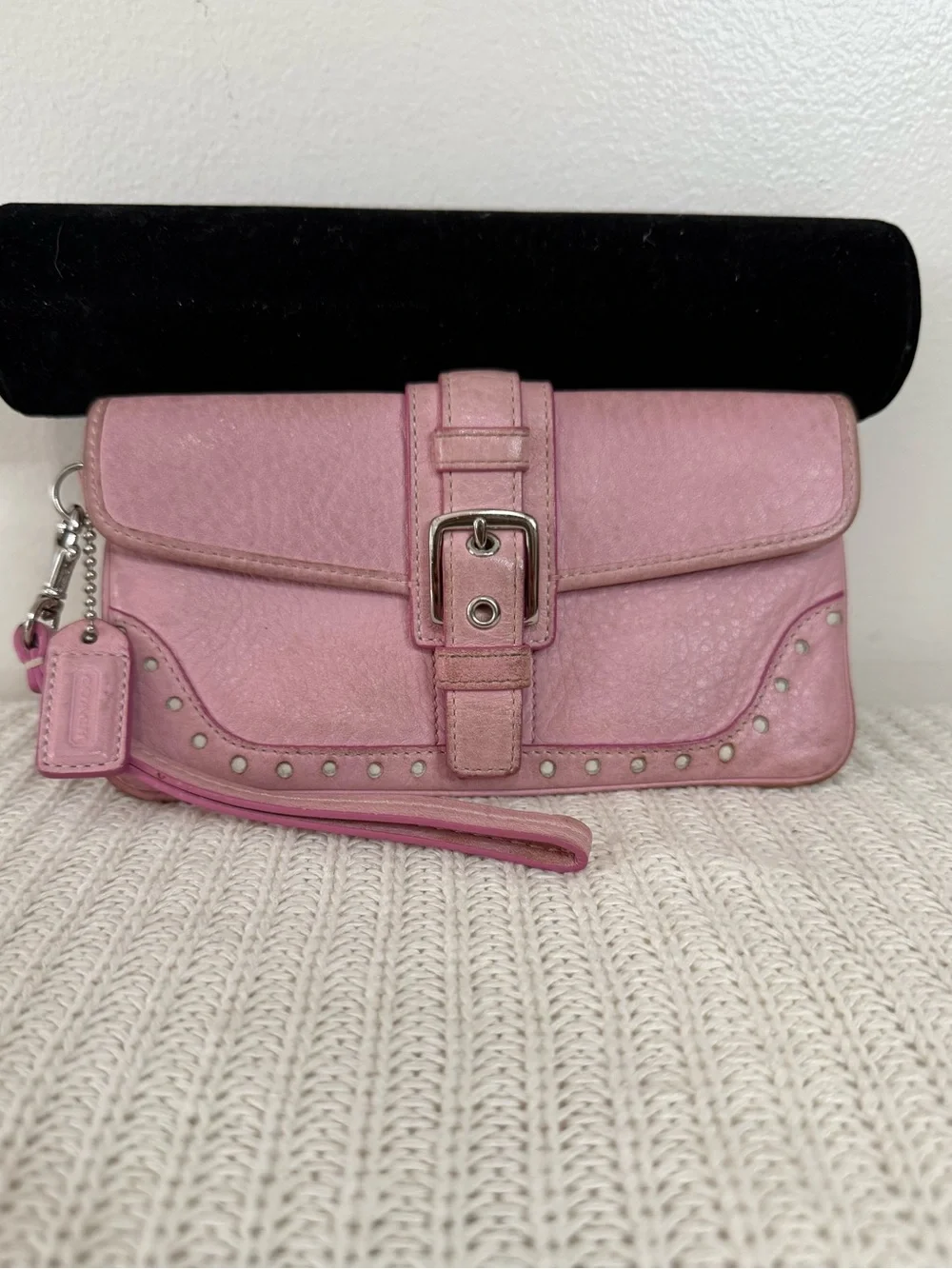 Coach Hamilton light Pink Leather Wristlet Clutch/wrirtlet with Studded Detail